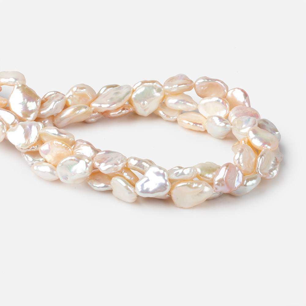 11x10-16x12mm Rich Cream Rose' Keshi Straight Drilled Freshwater Pearls 16 inch 30 pcs AA - Beadsofcambay.com