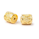 11x10mm 22kt Plated Copper Miligrain Tube Set of 2 Beads - Beadsofcambay.com