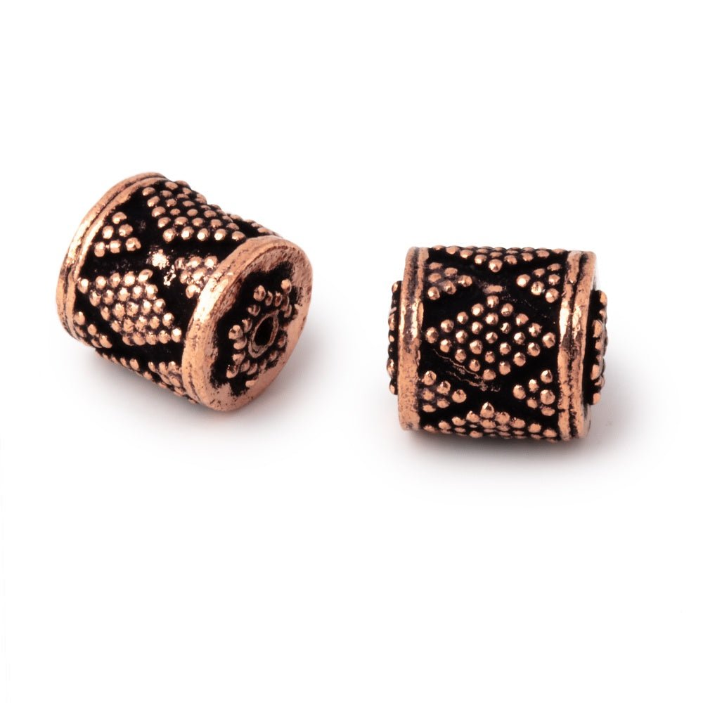11x10mm Antiqued Copper Miligrain Tube Set of 2 Beads - Beadsofcambay.com