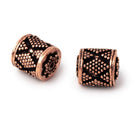 11x10mm Antiqued Copper Miligrain Tube Set of 2 Beads - Beadsofcambay.com