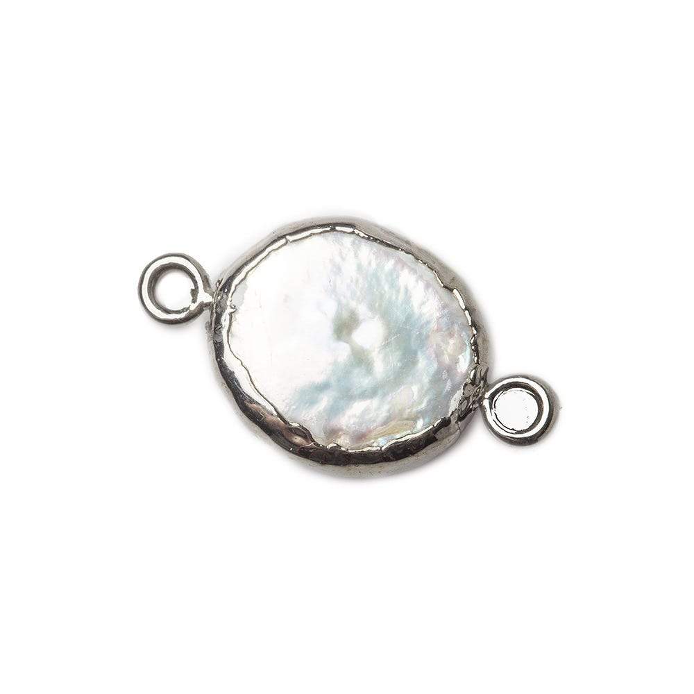 11x10mm Black Gold Leafed White Oval Pearl Connector 1 piece - Beadsofcambay.com