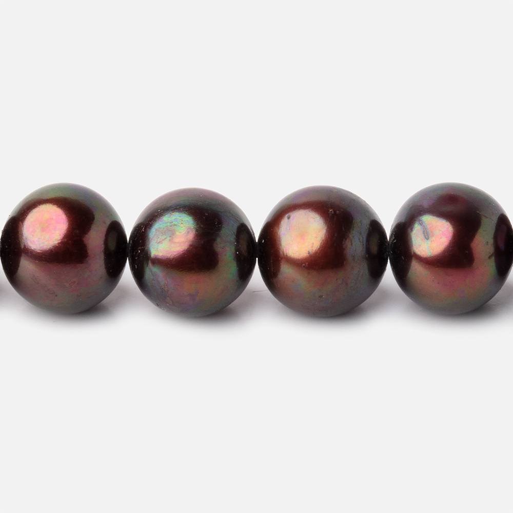 11x10mm Cherry Chocolate Off Round Freshwater Pearl Beads 15 inch 44 pieces - Beadsofcambay.com