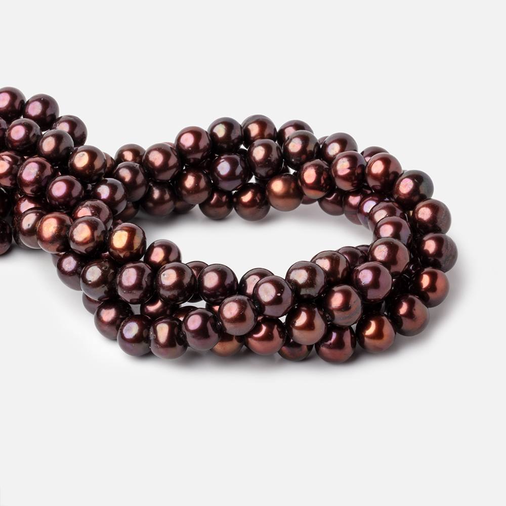 11x10mm Cherry Chocolate Off Round Freshwater Pearl Beads 15 inch 44 pieces - Beadsofcambay.com
