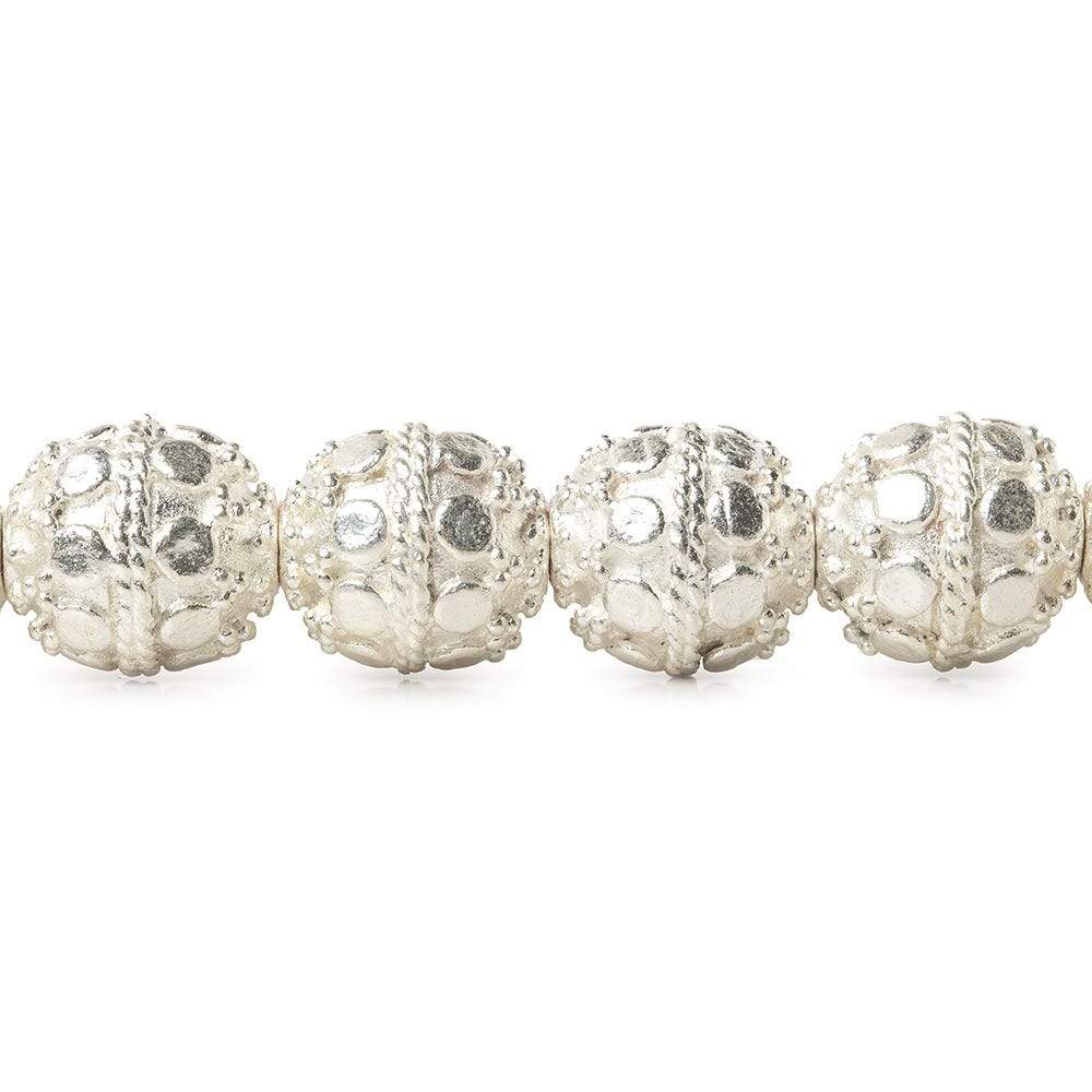 11x10mm Sterling Silver Plated Copper Bead Roval with Round Dots 8 inch 19 pcs - Beadsofcambay.com