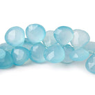 11x11-12x12mm Caribbean Blue Chalcedony faceted hearts 8 inch 55 beads AAA - Beadsofcambay.com