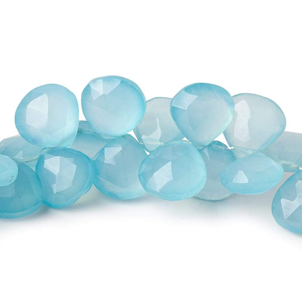 11x11-12x12mm Caribbean Blue Chalcedony faceted hearts 8 inch 55 beads AAA - Beadsofcambay.com