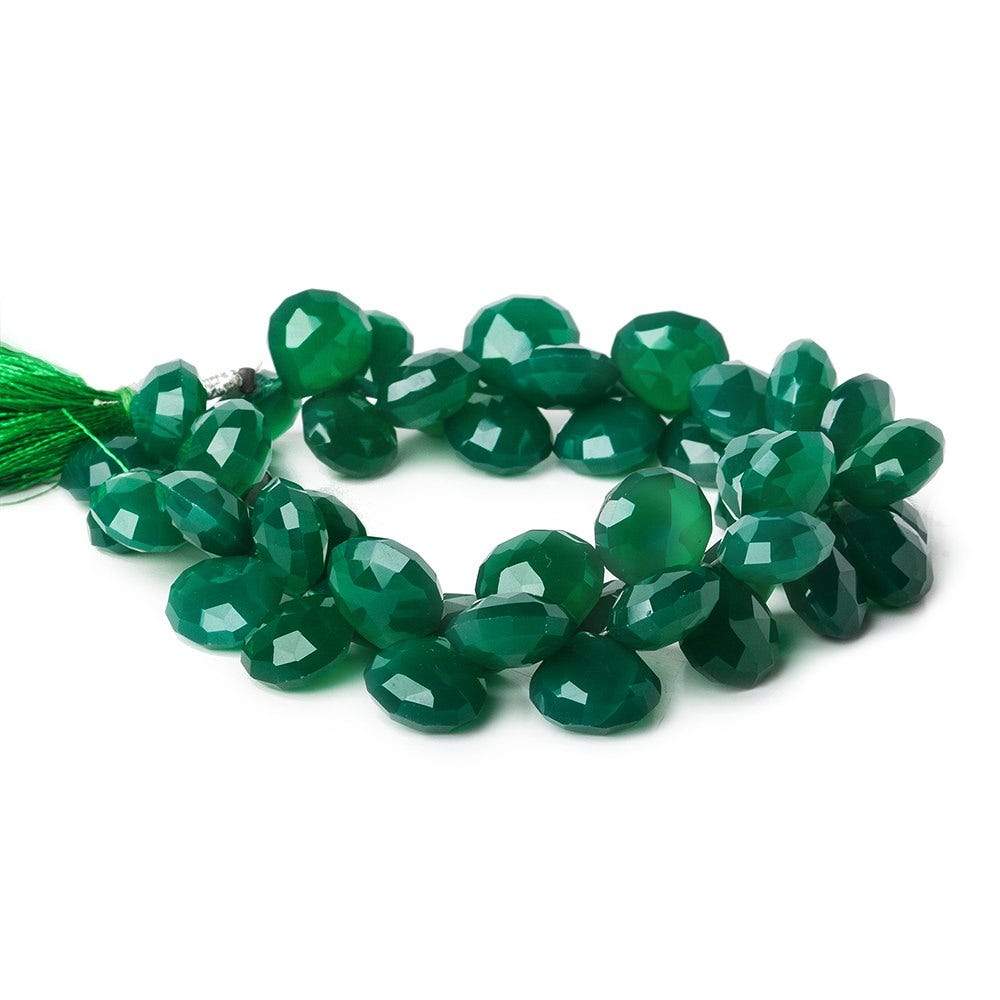 11x11-12x12mm Green Chalcedony faceted hearts 8 inch 53 beads AA - Beadsofcambay.com