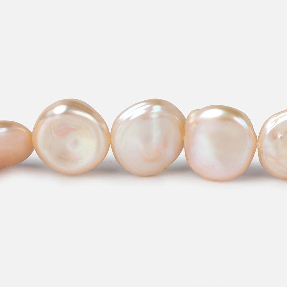 11x11-13x12mm Peachy Pink Keshi side drilled Freshwater Pearls 15.5 inch 35 pieces - Beadsofcambay.com