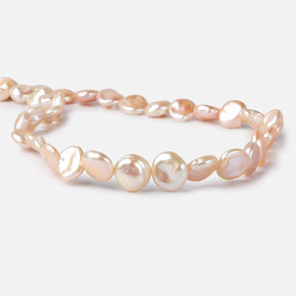 11x11-13x12mm Peachy Pink Keshi side drilled Freshwater Pearls 15.5 inch 35 pieces - Beadsofcambay.com