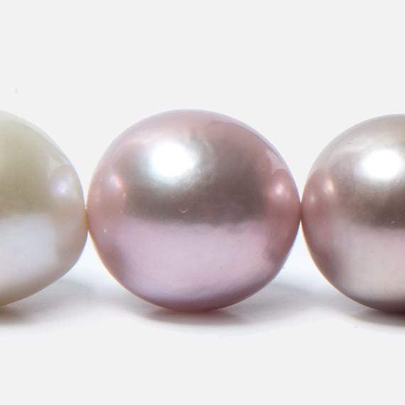 11x11-13x13mm Multi-color Off Round Freshwater Pearls 16 inches 34 beads - Beadsofcambay.com