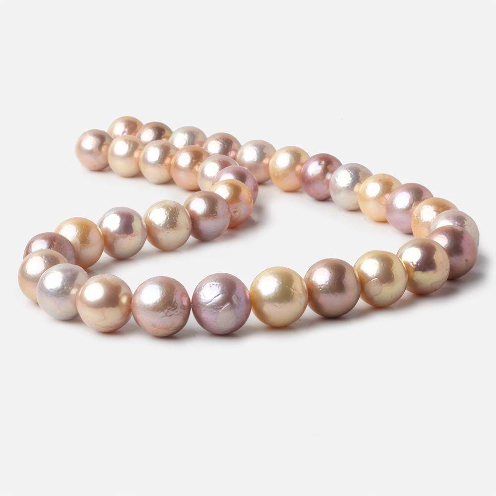 11x11-13x13mm Multi-color Off Round Freshwater Pearls 16 inches 34 beads - Beadsofcambay.com