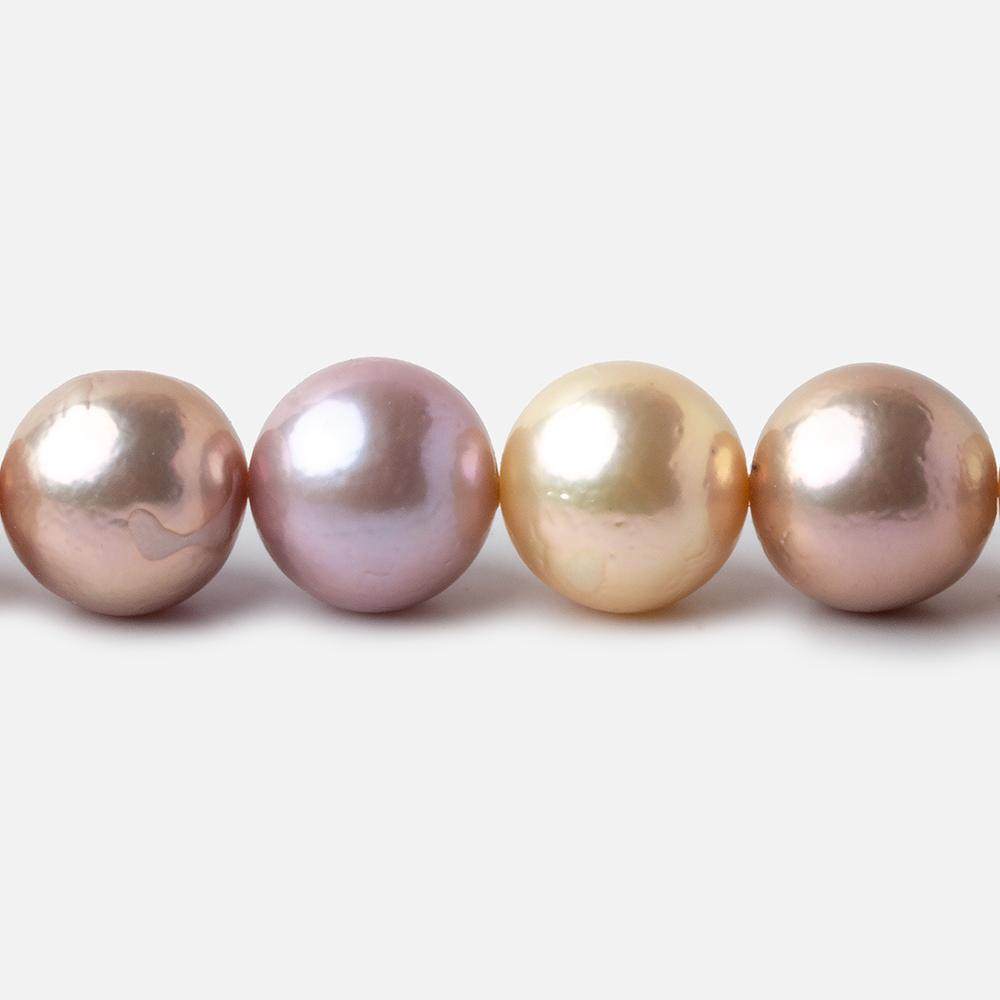 11x11-13x13mm Multi-color Off Round Freshwater Pearls 16 inches 34 beads - Beadsofcambay.com