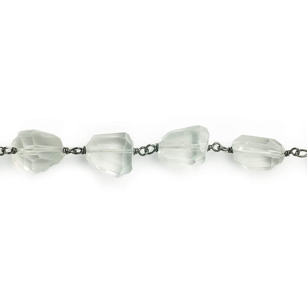 11x11-14x12mm Crystal Quartz faceted nugget Black Gold .925 Chain by the foot 16 pieces - Beadsofcambay.com