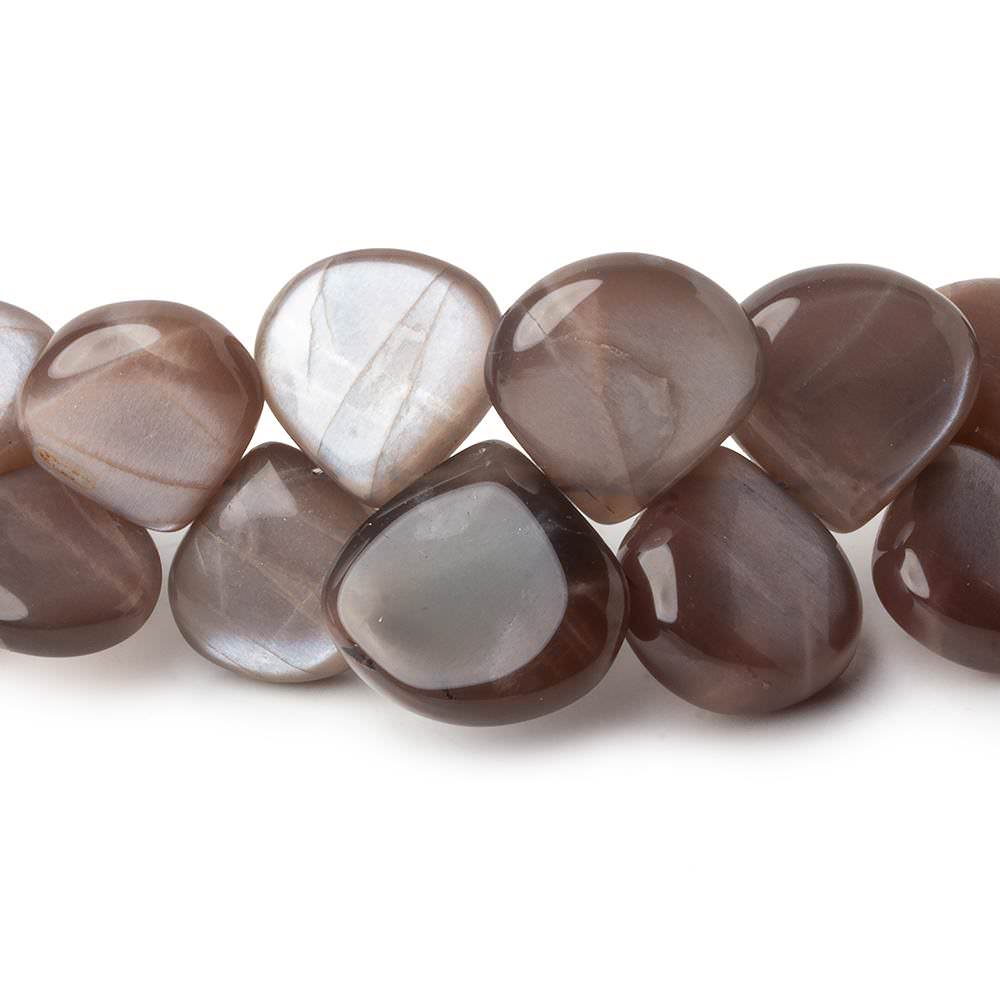 11x11-15x15mm Chocolate Moonstone plain hearts 8 inch 35 beads - Beadsofcambay.com