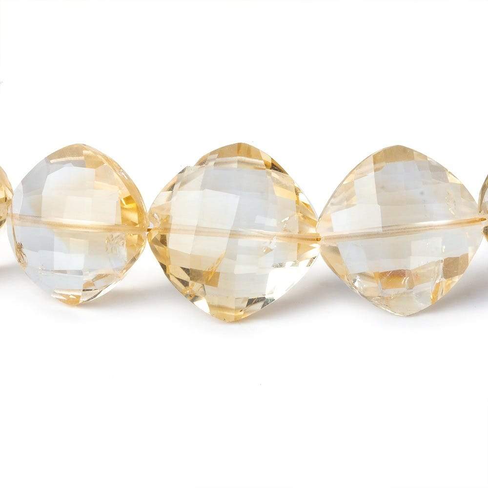 11x11-15x15mm Citrine Faceted Pillow Beads 14.5 inch 28 pieces AA grade - Beadsofcambay.com