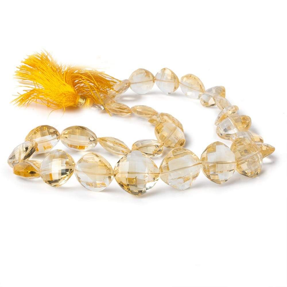 11x11-15x15mm Citrine Faceted Pillow Beads 14.5 inch 28 pieces AA grade - Beadsofcambay.com
