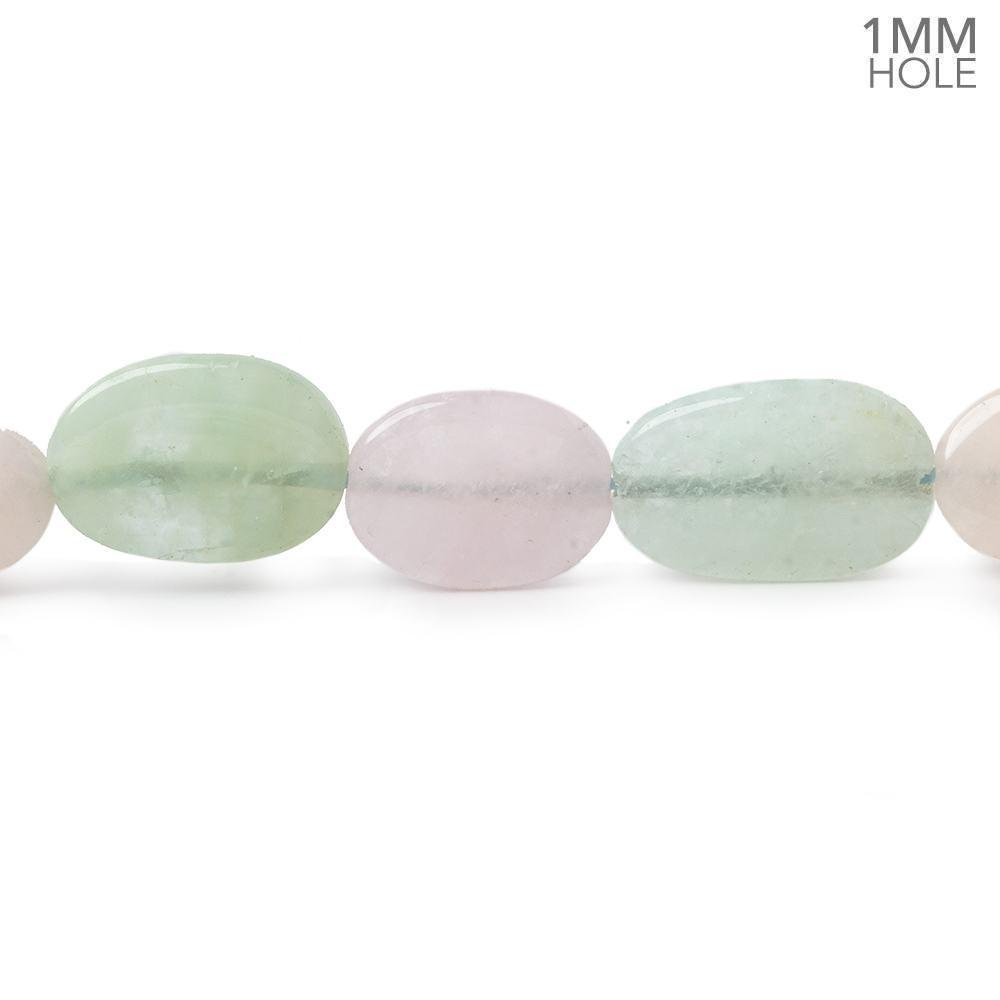 11x11-16x11mm Multi Beryl straight drilled plain flat nuggets 16 inch 25 large hole beads AA - Beadsofcambay.com