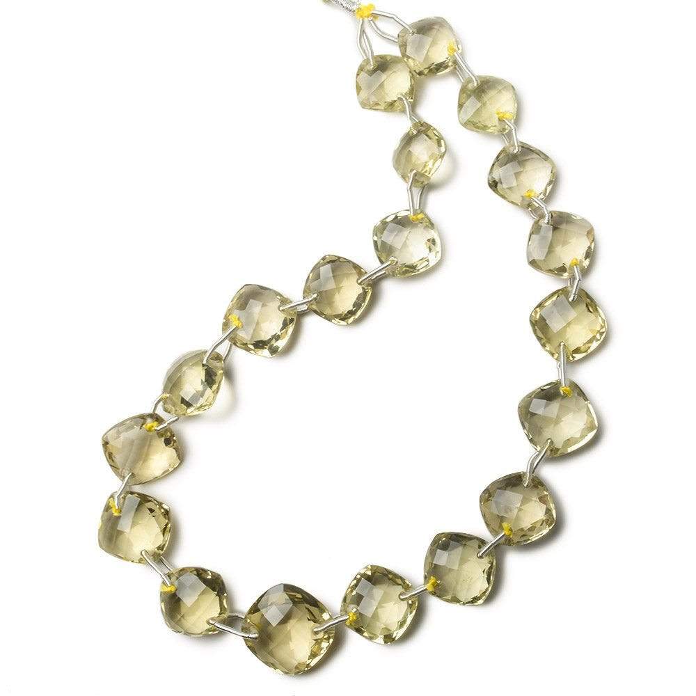11x11-16x16mm Lemon Quartz double drill faceted pillow 12 inch 19 beads AAA - Beadsofcambay.com