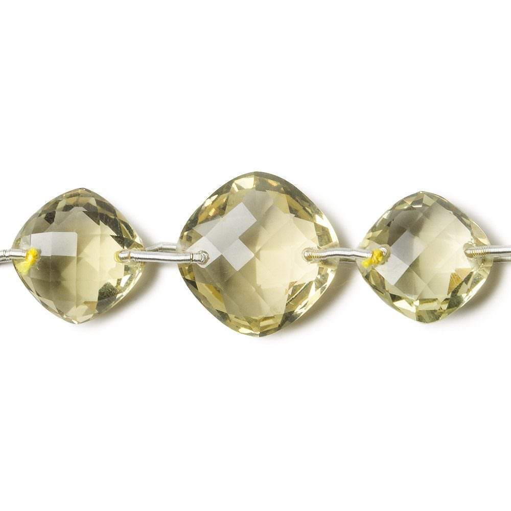 11x11-16x16mm Lemon Quartz double drill faceted pillow 12 inch 19 beads AAA - Beadsofcambay.com