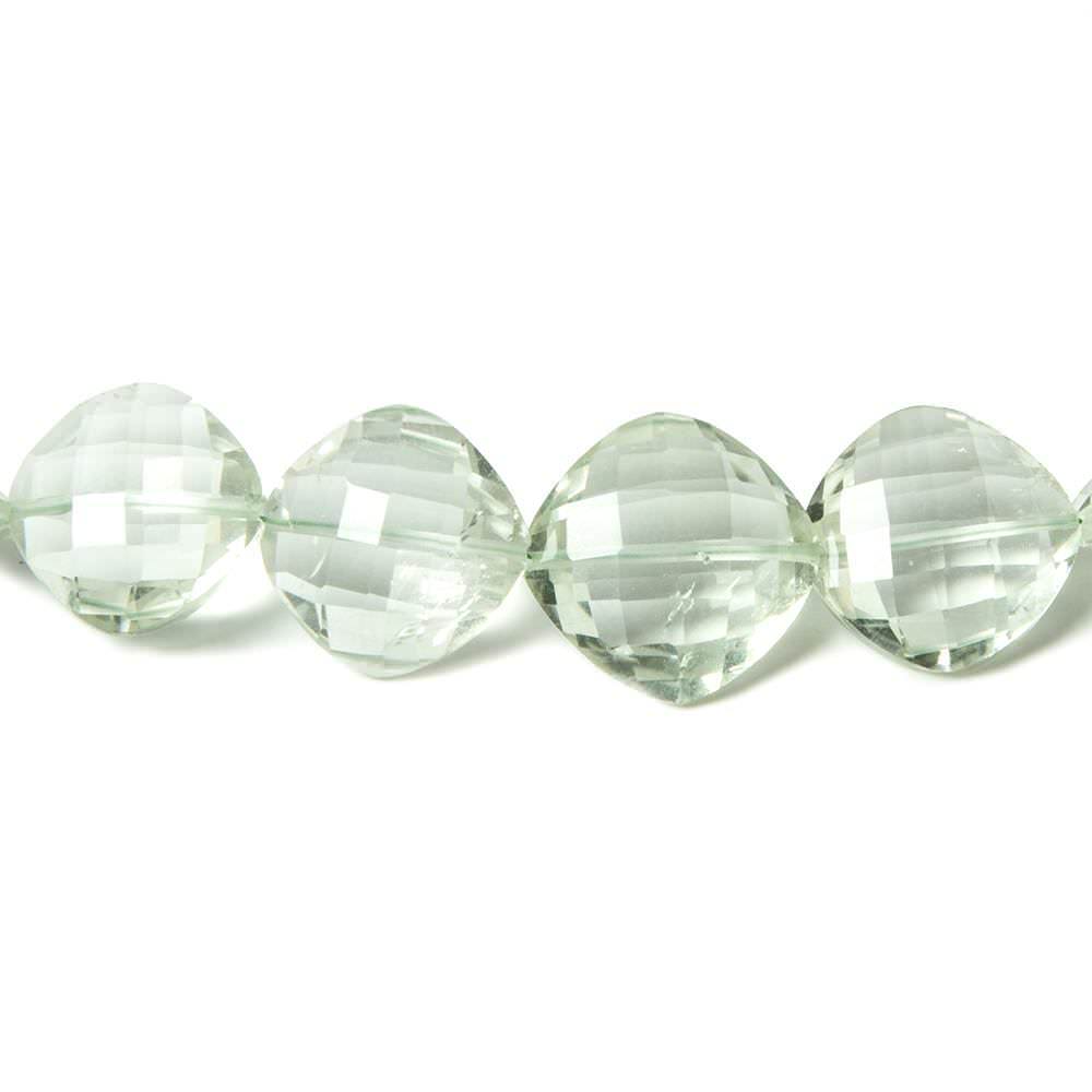 11x11-16x16mm Prasiolite checkerboard faceted pillows 16 inch 33 Beads AAA - Beadsofcambay.com