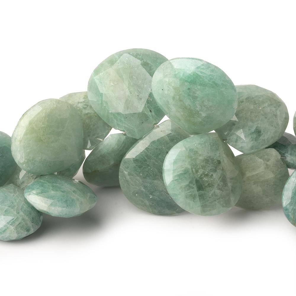 11x11-20x21mm Milky Aquamarine Faceted Heart Beads 7 inch 33 pieces - Beadsofcambay.com