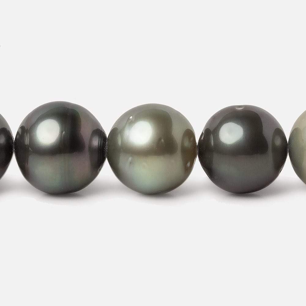 11x11.5-13x13mm Multi Color Tahitian Round Saltwater Pearls 16 inch 33 pieces A - Beadsofcambay.com