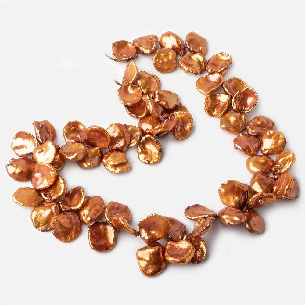 11x11.5-15x11mm Sunset Orange Keshi Freshwater Pearls 16 inch 65 pieces - Beadsofcambay.com