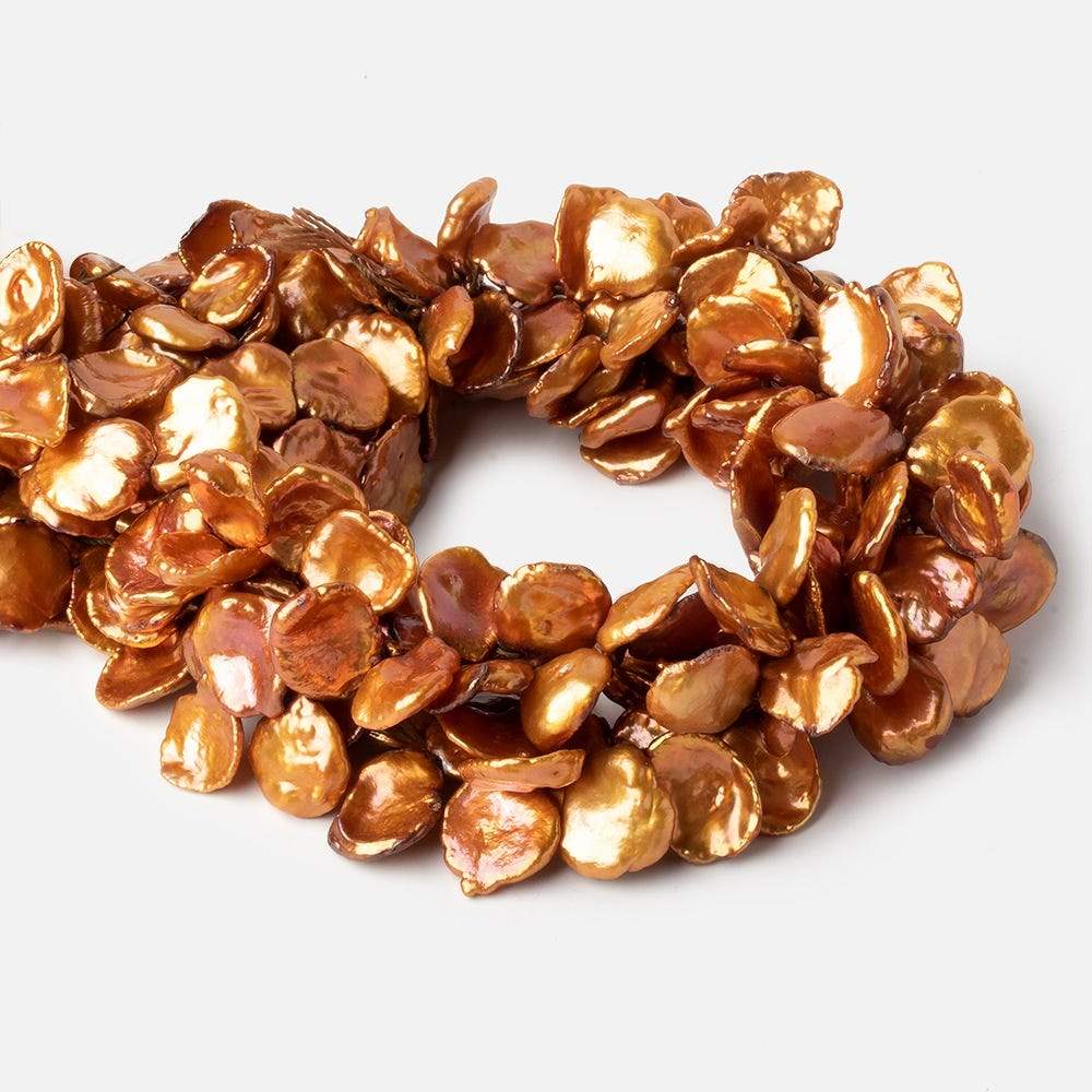 11x11.5-15x11mm Sunset Orange Keshi Freshwater Pearls 16 inch 65 pieces - Beadsofcambay.com