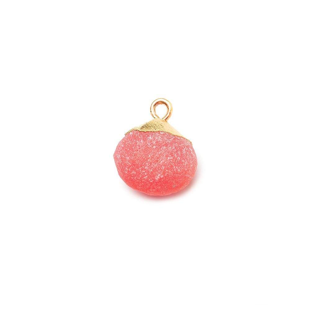 11x11mm Gold Leaf Frosted Watermelon Chalcedony plain heart Bead 1 piece - Beadsofcambay.com
