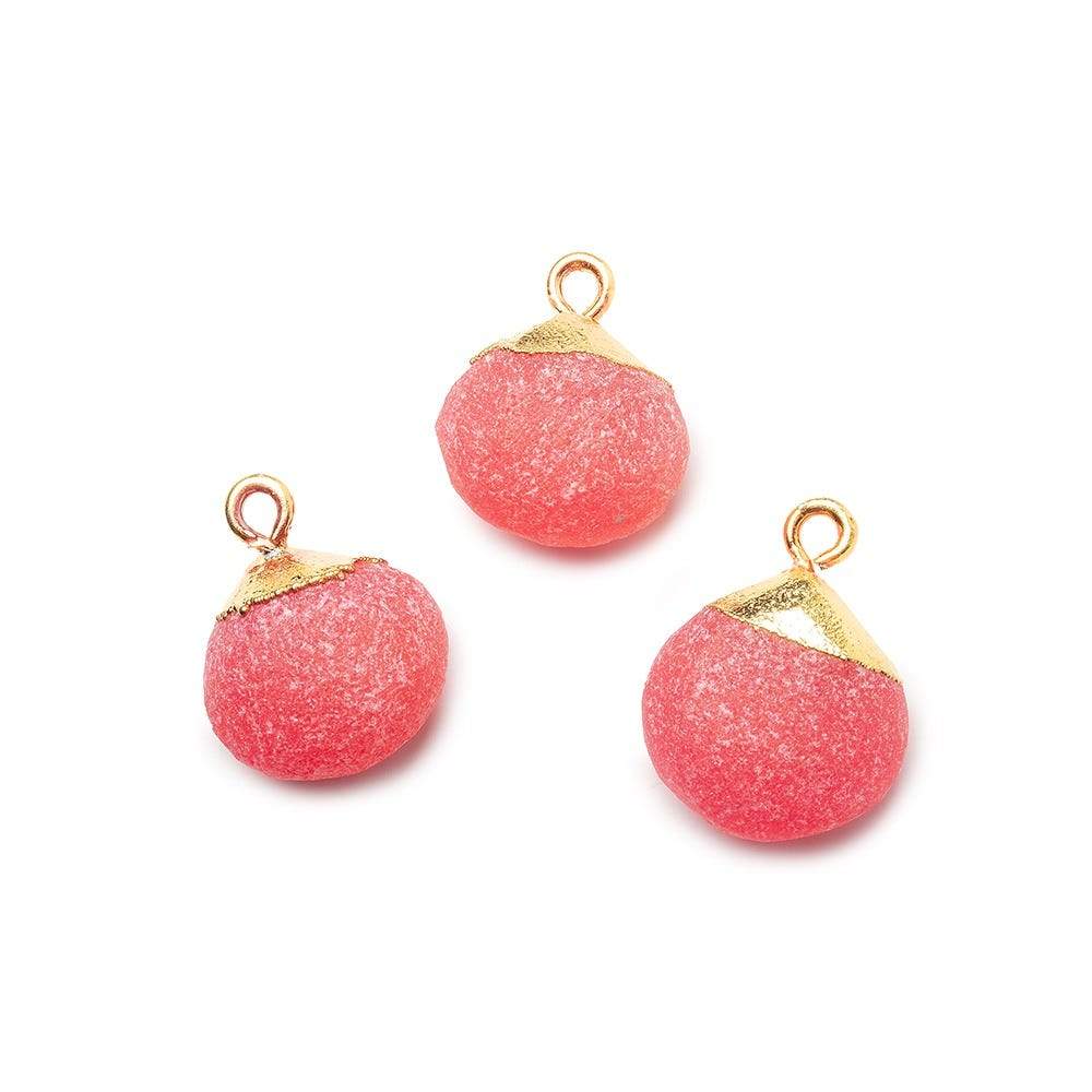 11x11mm Gold Leaf Frosted Watermelon Chalcedony plain heart Bead 1 piece - Beadsofcambay.com
