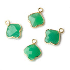 11x11mm Gold Leafed Green Onyx Faceted Trillium Flower Focal Bead Pendant sold as 1 piece - Beadsofcambay.com