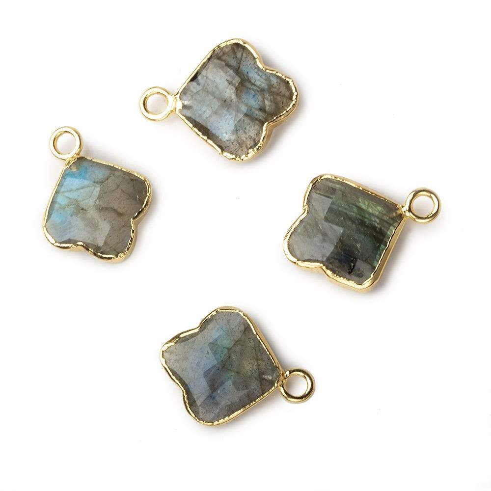 11x11mm Gold Leafed Labradorite Faceted Trillium Flower Focal Bead Pendant sold as 1 piece - Beadsofcambay.com