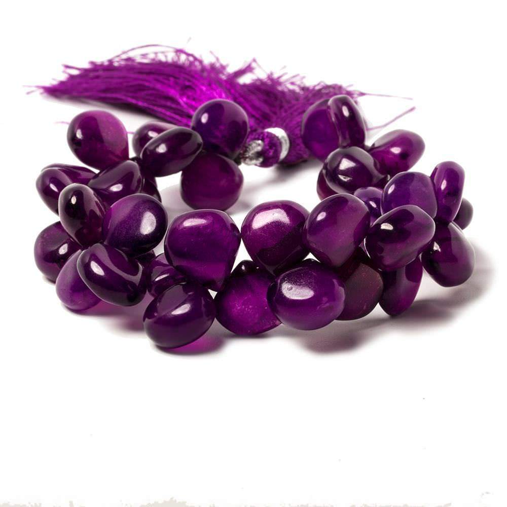 11x11mm Purple Pansy Chalcedony Plain Heart Briolette Beads 8 inch 44 pieces - Beadsofcambay.com