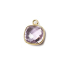 11x11mm Vermeil Bezel Pink Amethyst faceted pillow Petite Pendant 1 piece - Beadsofcambay.com