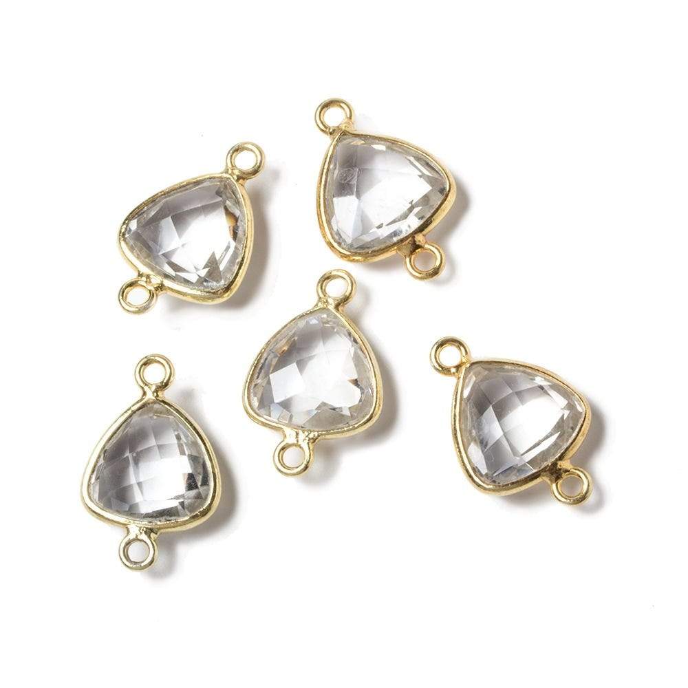 11x11mm Vermeil Bezeled Crystal Quartz trillion Connector 1 piece - Beadsofcambay.com