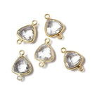 11x11mm Vermeil Bezeled Crystal Quartz trillion Connector 1 piece - Beadsofcambay.com