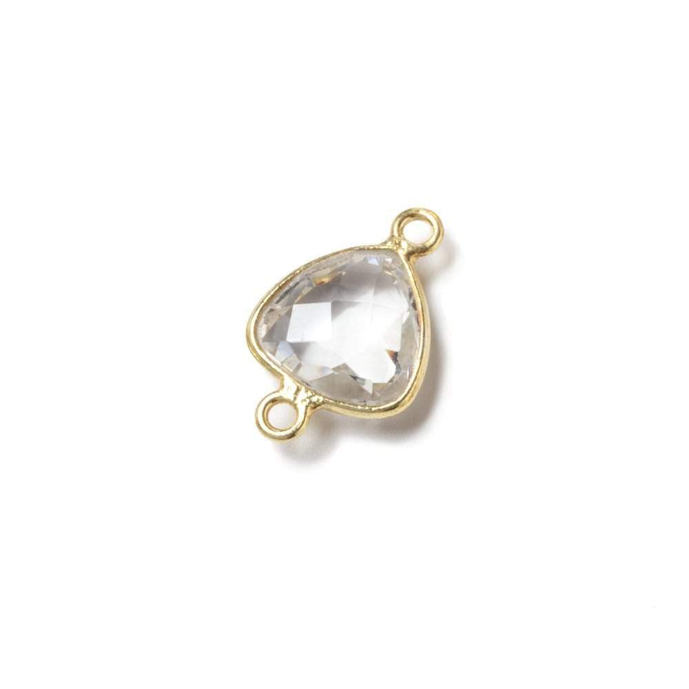 11x11mm Vermeil Bezeled Crystal Quartz trillion Connector 1 piece - Beadsofcambay.com