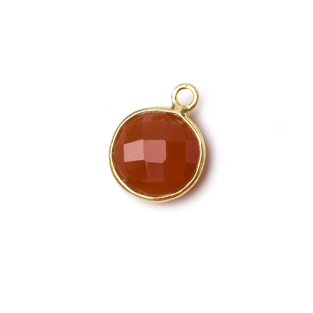 11x11mm Vermeil Bezeled Orange Chalcedony Coin Pendant 1 piece - Beadsofcambay.com