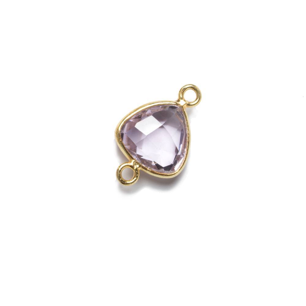 11x11mm Vermeil Bezeled Pink Amethyst trillion Connector 1 piece - Beadsofcambay.com