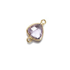11x11mm Vermeil Bezeled Pink Amethyst trillion Connector 1 piece - Beadsofcambay.com