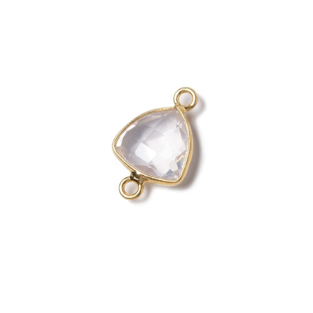 11x11mm Vermeil Bezeled Rose Quartz trillion Connector 1 piece - Beadsofcambay.com