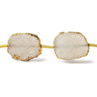 11x14-13x16mm Gold Leafed Off White Drusy straight drilled Slices 8 inch 10 beads - Beadsofcambay.com