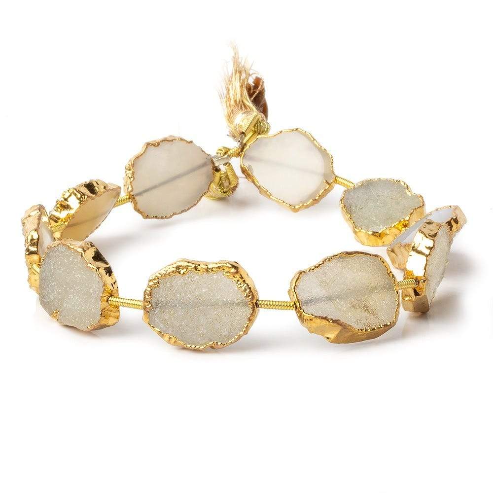 11x15-13x15mm Gold Leafed Butter Yellow Drusy straight drilled Slices 8 inch 10 beads - Beadsofcambay.com