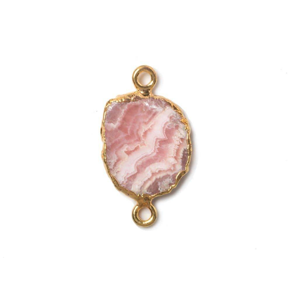 11x21mm Gold Leafed Rhodocrosite Slice Connector 1 piece - Beadsofcambay.com