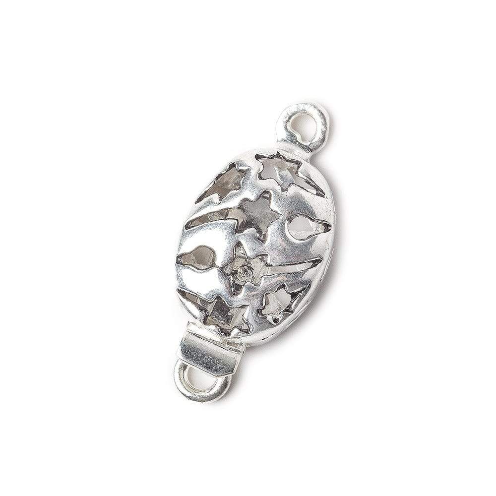 11x24mm Sterling Silver plated Box Clasp Oval Shooting Star Design 1 piece - Beadsofcambay.com