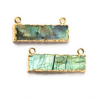 11x28mm Gold Leafed Labradorite Bar Connector 1 piece - Beadsofcambay.com