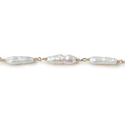 11x4-17x4mm White Biwa Pearls on Vermeil Chain by the Foot 15 pieces - Beadsofcambay.com