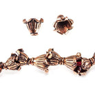 11x4mm Antiqued Copper Fluted Leaf Bead Cap Cone 8 inch 26 pieces - Beadsofcambay.com