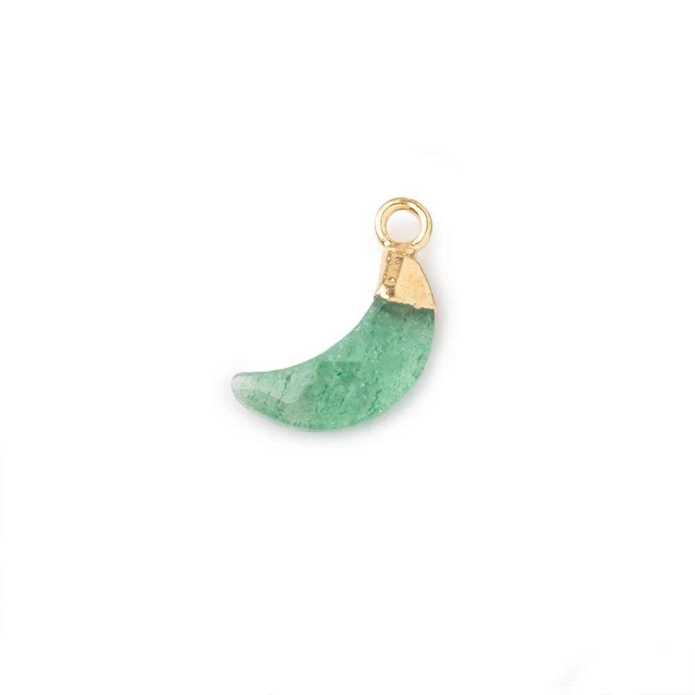 11x4mm Gold Leafed Aventurine Faceted Crescent Moon Focal Pendant 1 piece - Beadsofcambay.com