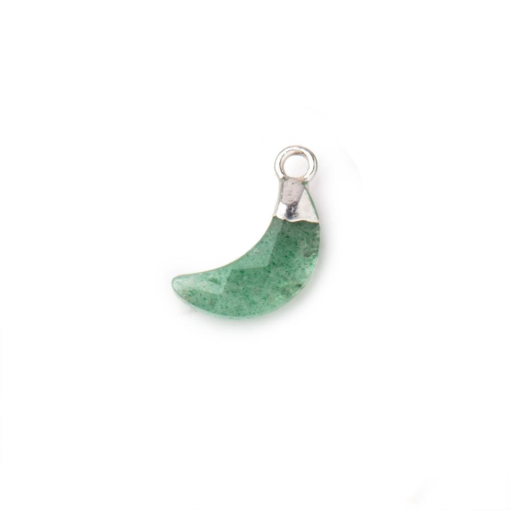 11x4mm Silver Leafed Aventurine Faceted Crescent Moon Focal Pendant 1 piece - Beadsofcambay.com